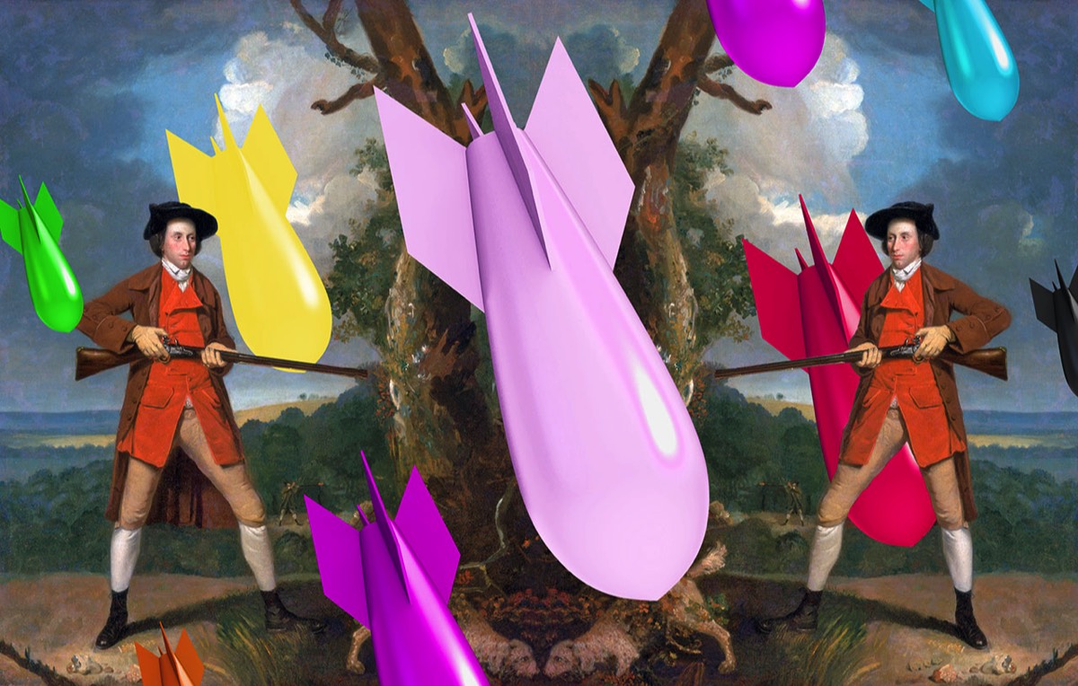 unexploded jeff koons on a landsacpe